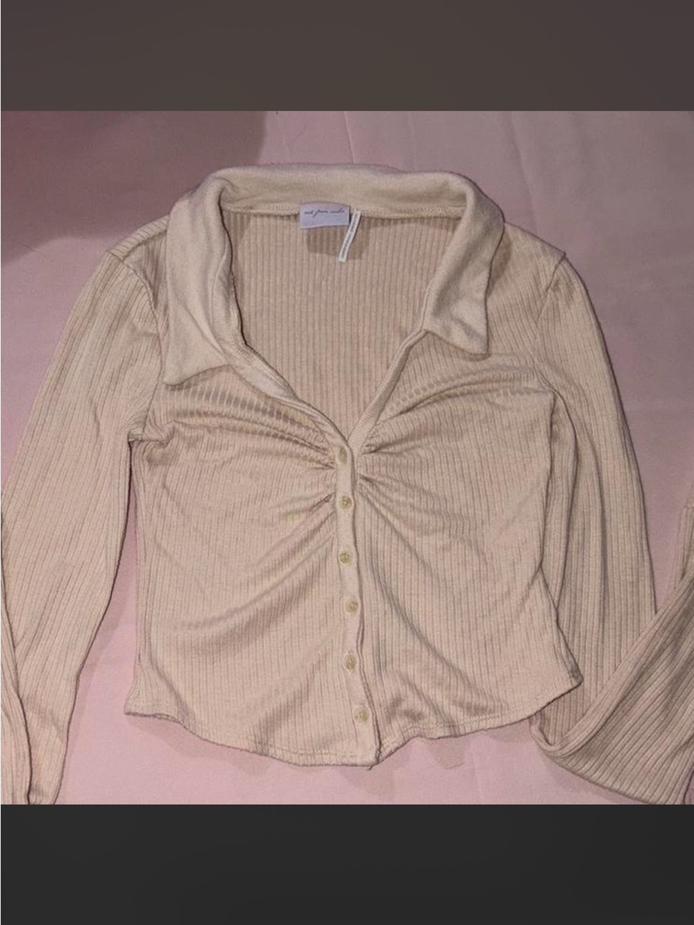 Urban Outfitters Out From Under collared button down long sleeve cream top